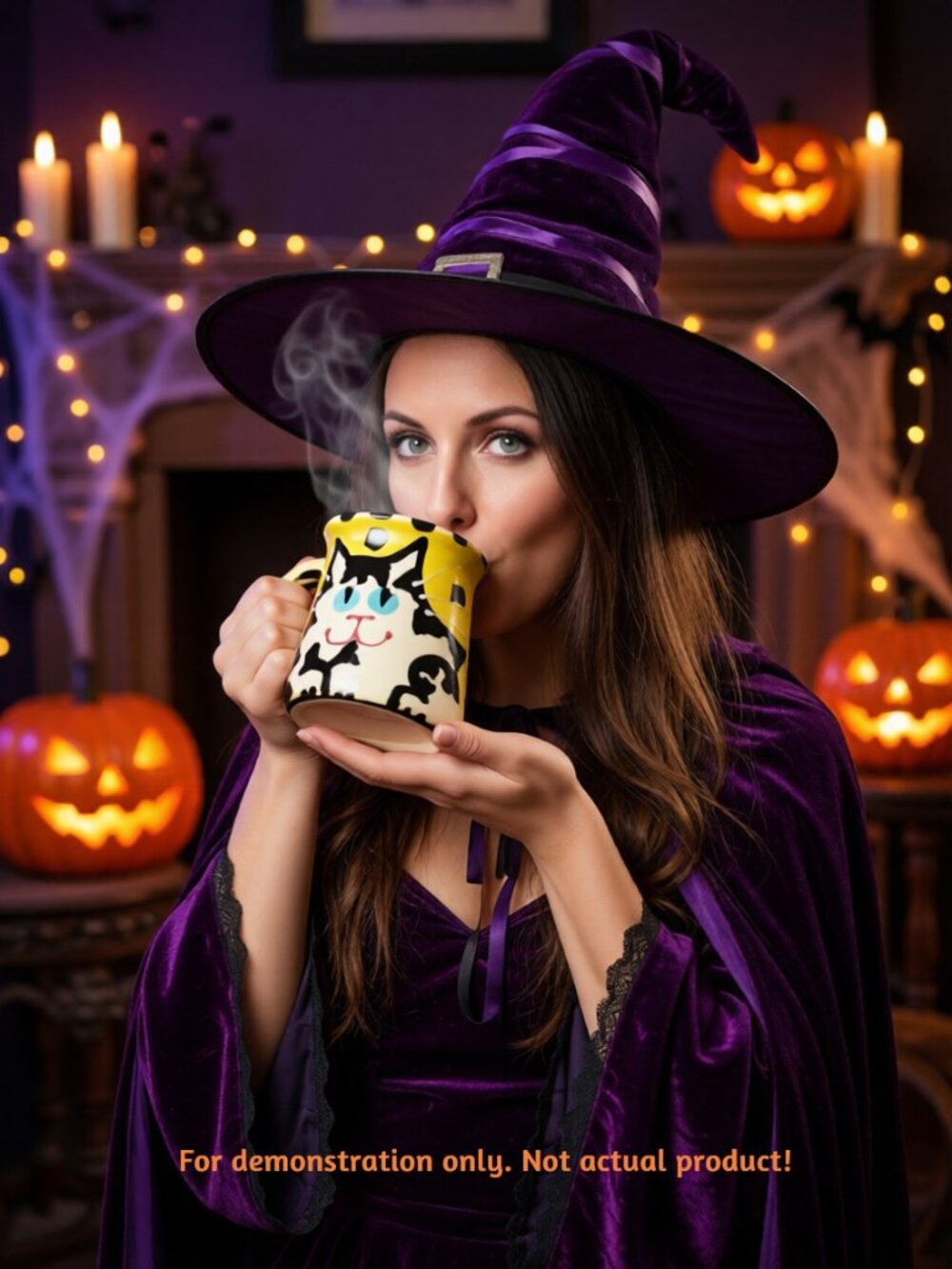 Cat Mug For Coffee Tea For Halloween 13oz Hand Made